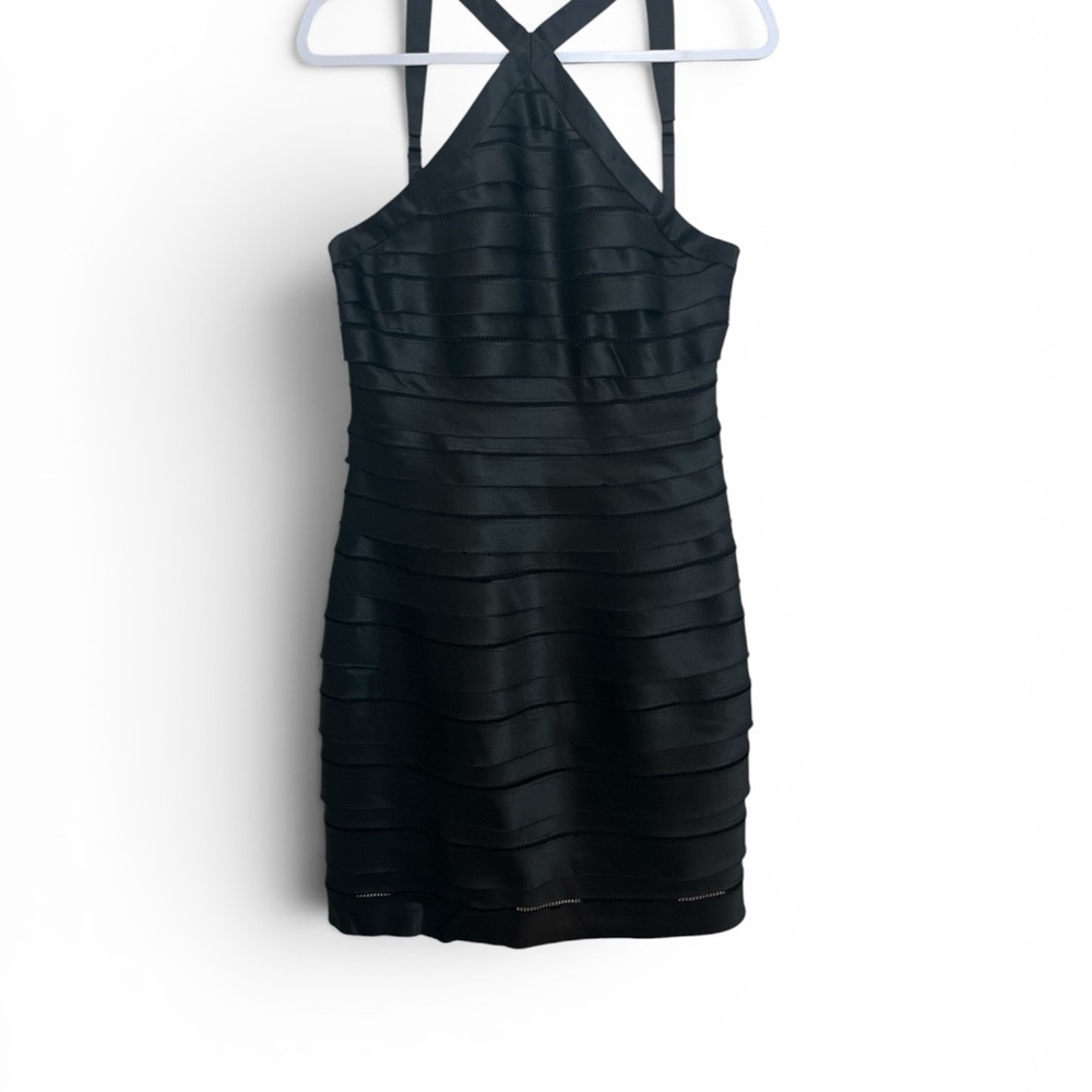 BCBGMaxAzria Black Cross-Strap Bandage Mini Dress - Picture 2 of 6